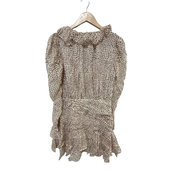 Ulla Johnson Cecily Metallic Dot Long Sleeve Silk Blend Dress Size 8 - Picture 14 of 14